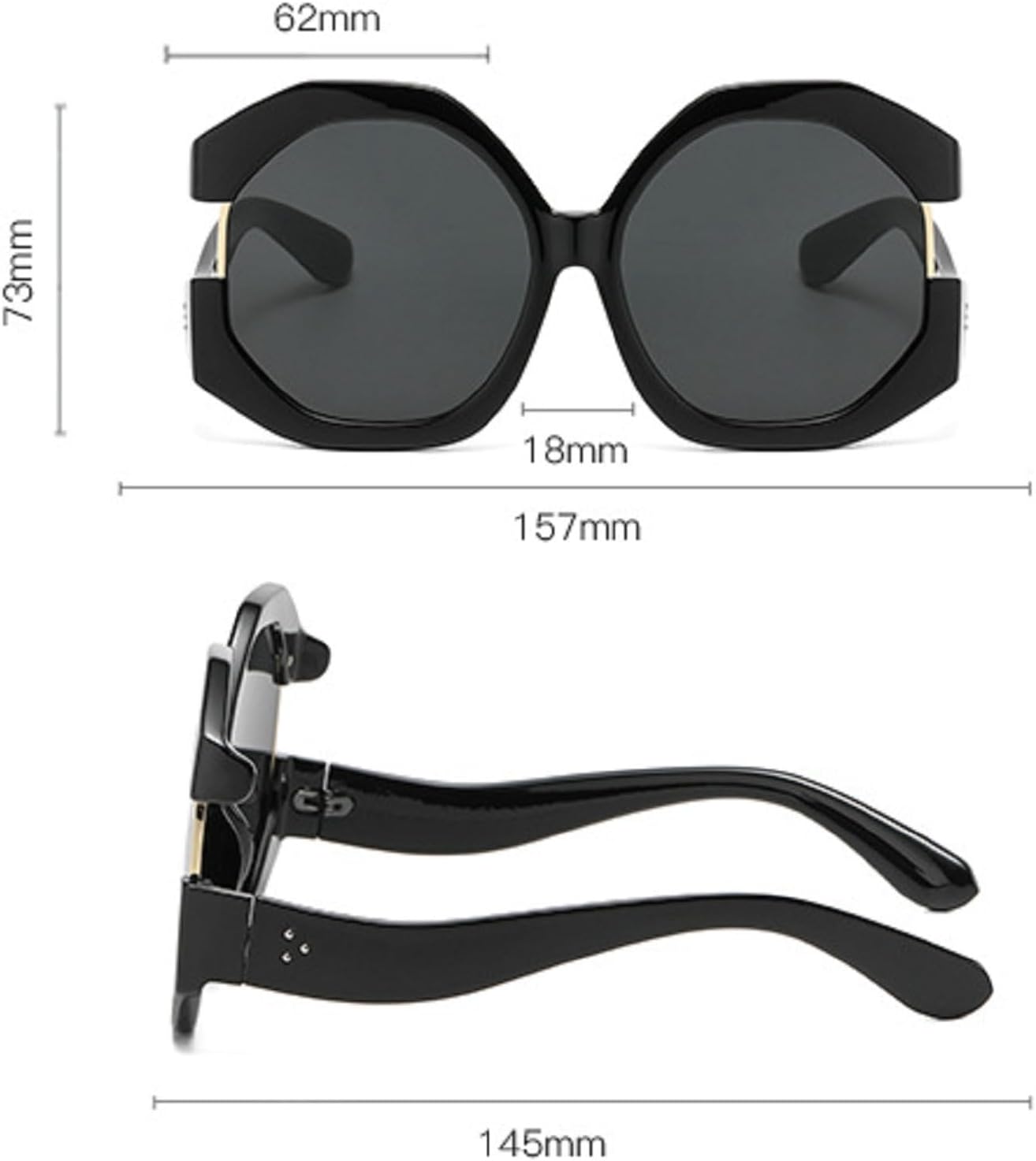 Fashion Polygon Square Women Oversized Sunglasses Retro Rivets Men Trending Gradient Sun Glasses Shades UV400 - Image 4