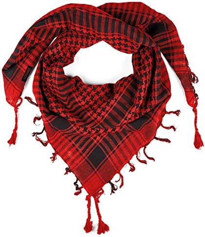 LOVARZI Shemagh Desert Scarf for Men Women Red Cotton - Palestinian Arabic Keffiyeh - Christmas Red Gift Scarfs - Face Head Neck Scarf Wrap for Sand Dust Snow