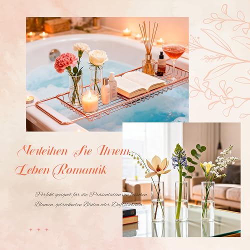 BTSD-home 12 Stück Zylinder Glasvase Set als Kleine Vasen für Tischdeko Vasen Klein Tischdeko Für Hochzeitsdeko Wohnzimmer Deko Party Deko Festtagsgeschenke