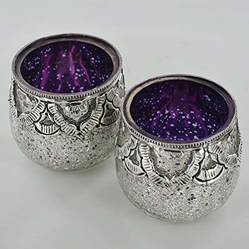Hand Made Purple Votive - Set of 2