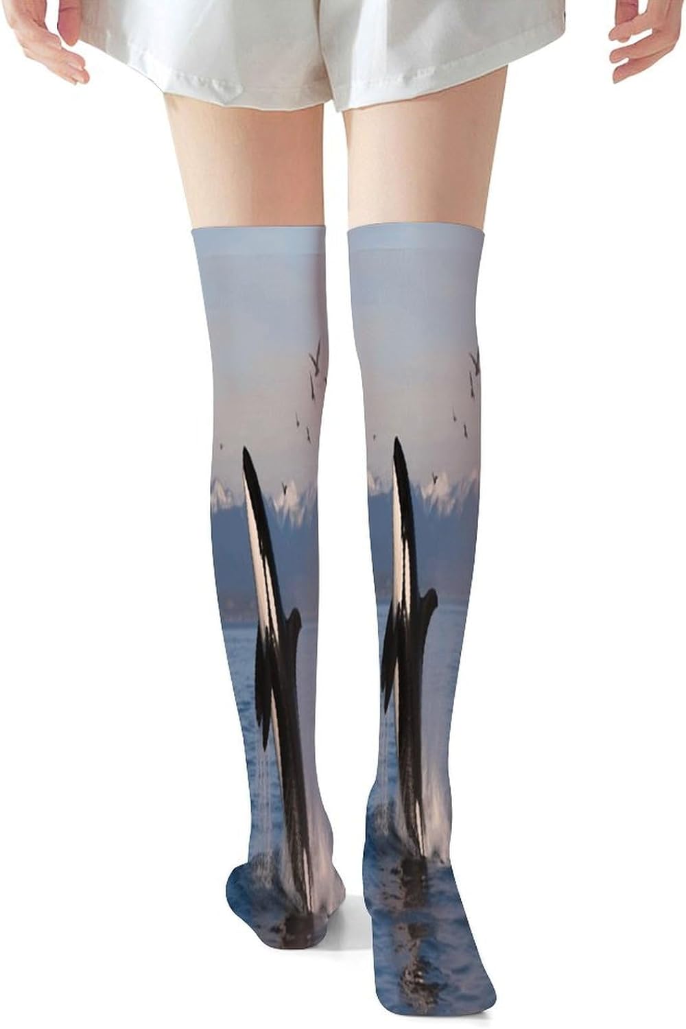 Killer Whale Women High Waist Fishnet Stockings Stretch Mesh Pantyhose Sexy Trendy Legwear for Daily Wear