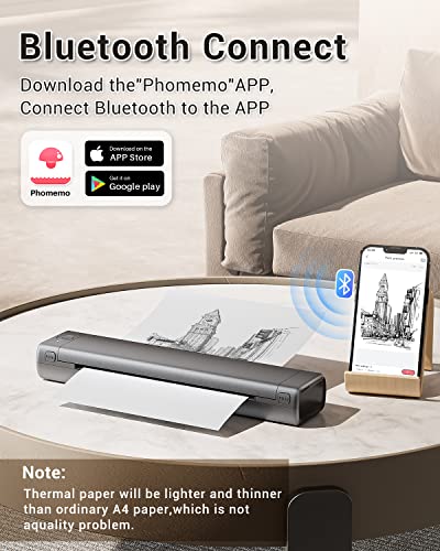Image of Phomemo Inkless Portable Printer for Travel - Wireless Thermal Printer Compatible with Phone & Laptop, Bluetooth Printers Supports 8.5 inch X 11 inch Letter Thermal Paper, Come with Carry Case