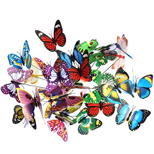 30 adornos de jardín para exteriores, mariposas, estacas de jardín, decoración de plantas, patio, césped, fiesta, sala de estar, decoración de tienda Cover