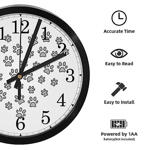 Horloge murale à quartz grise motif pattes de cœur mouvement continu - 3