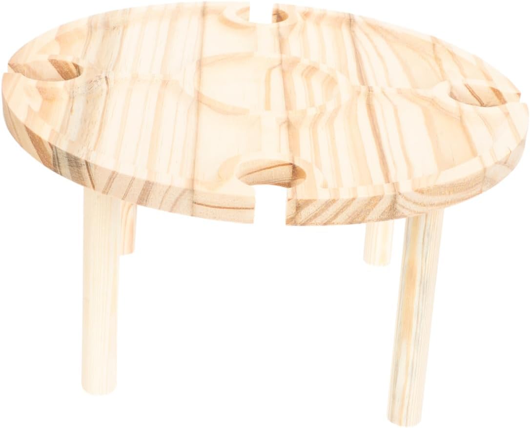 Hemoton Wooden Wine Table with Storage Space for Family Picnics