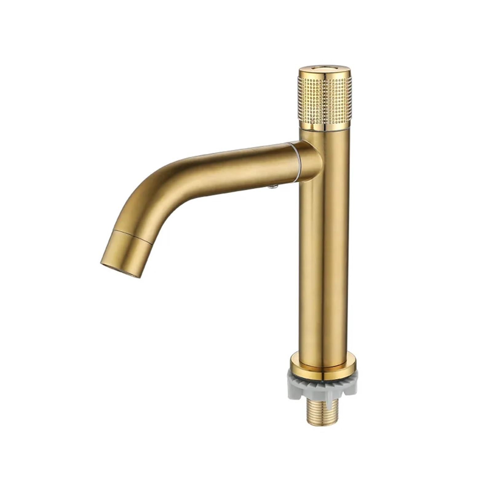 Robinet de lavabo anti-éclaboussures en acier inoxydable doré à bec rotatif 360° pour vasque