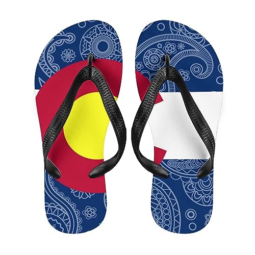 Colorado State Paisley Flag Flip Flops for Women Men Casual Comfortable Beach Thong