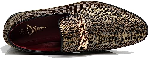 ARK1 Men's Vintage Satin Silky Floral Fashion Dress Loafer Slip On Tuxedo Formal Dress Shoes Designer (11 M US, Gold (29)) by Enzo Romeo - Used condition - Image 3