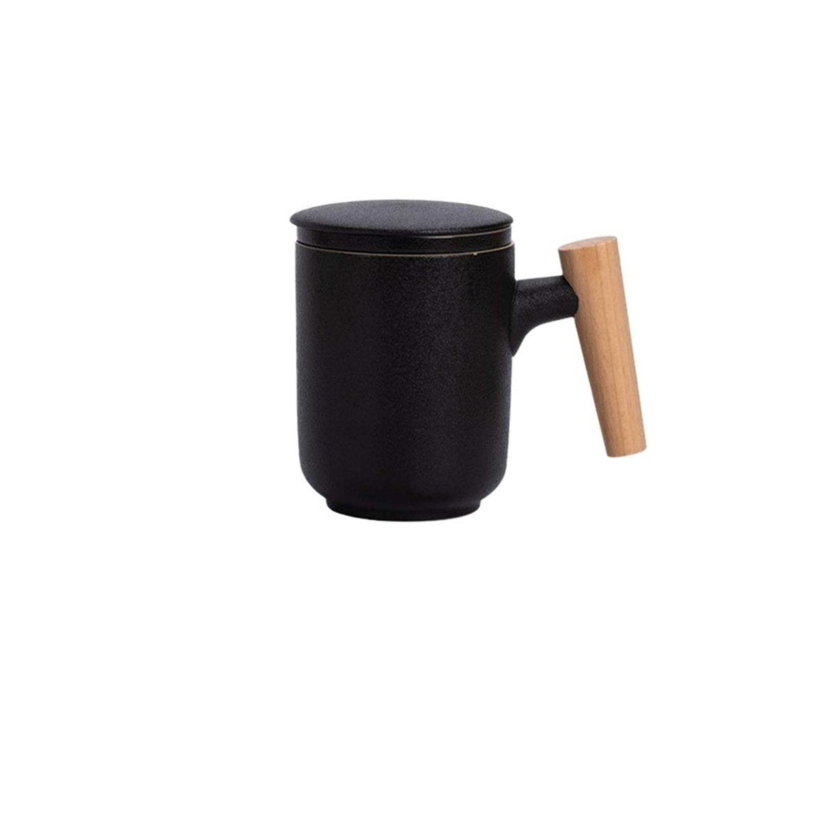 Tasse à thé en céramique 350 ML avec Couvercle et Filtre, Grande capacité, avec poignée en Bois, infuseur à café et thé