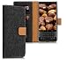 Produktbild kwmobile BlackBerry KEYtwo LE (Key2 LE) Hülle - Filz Kunstleder Wallet Case für BlackBerry KEYtwo LE (Key2 LE) - Dunkelgrau Braun - Kartenfächer Stand