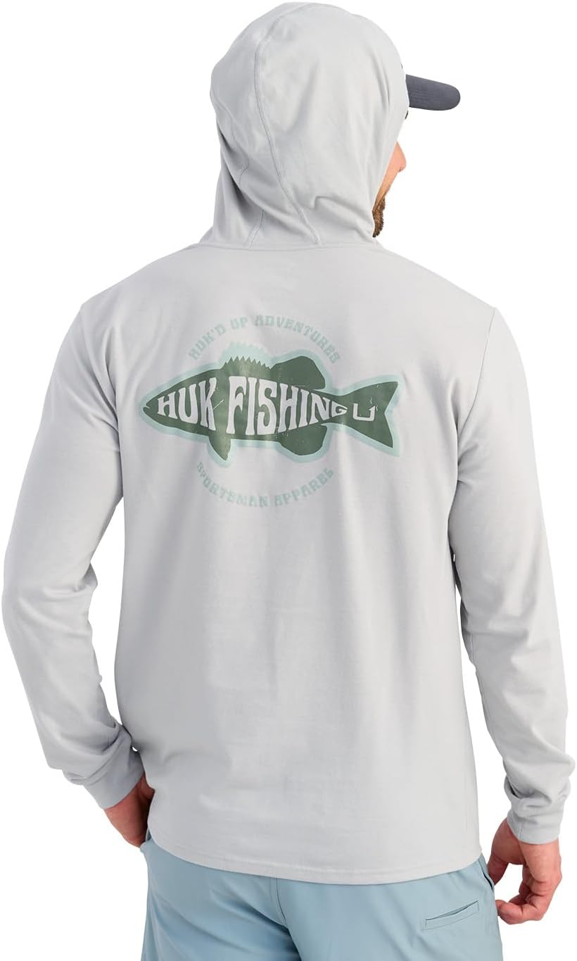 HUK mens Hoodie Tee for Men, Lightweight Performance Fishing Hooded Shirt With Upf Sun Protection