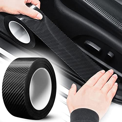 Woniyal Car Sill Protectors Strips for Peugeot 408 P54 2022 2023 2024 2025, Carbon Fiber Wrap Film Black Carbon Tape Door Sill Protector for Door Trunk Bumper,A-7cm*10m