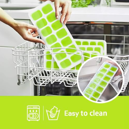 Image of AIG Ice Cube Trays for Freezer, 28 Cubes Easy-Release Silicone Ice Trays with Spill-Resistant Lids, Reusable Stackable BPA-Free Ice Tray for Cocktails, Drinks & Beverages (3 Pack)