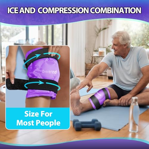 Image of Reusable Cold Ice Packs for Injuries, 3-Piece Set Cold Gel Ice Wrap for Injury Recovery, Alleviate Joint and Muscle Pain (Knee Ice Wrap-Purple)