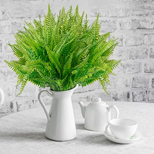 100 Pcs Fake Boston Fern Artificial Plants And Greenery Uv Resistant Fake Plants No Fade Faux Ferns For Outdoor Planter Large Artificial Ferns For Outdoors Indoor For House Garden Office Porch Window #TOP5