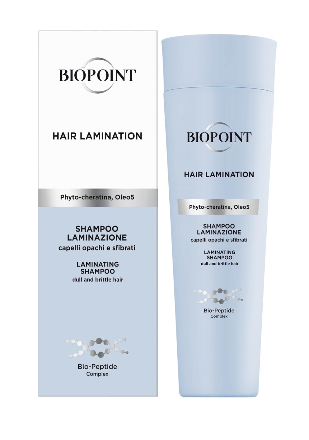 Biopoint Hair Lamination 3D Shine Shampoo for Damaged and Damaged Hair, Moisturises, Softness and Brightness, Mirror Effect, 200 ml