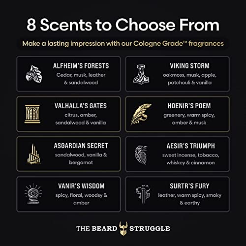 The Beard Struggle - Beard Oil For Men - Natural Blend For Softens, Moisturizing, & Healthier Beard Growth - Viking Storm Night Liquid Silver Elixir - Vegan-Friendly Beard Growth Oil (1 Fl Oz) #TOP2