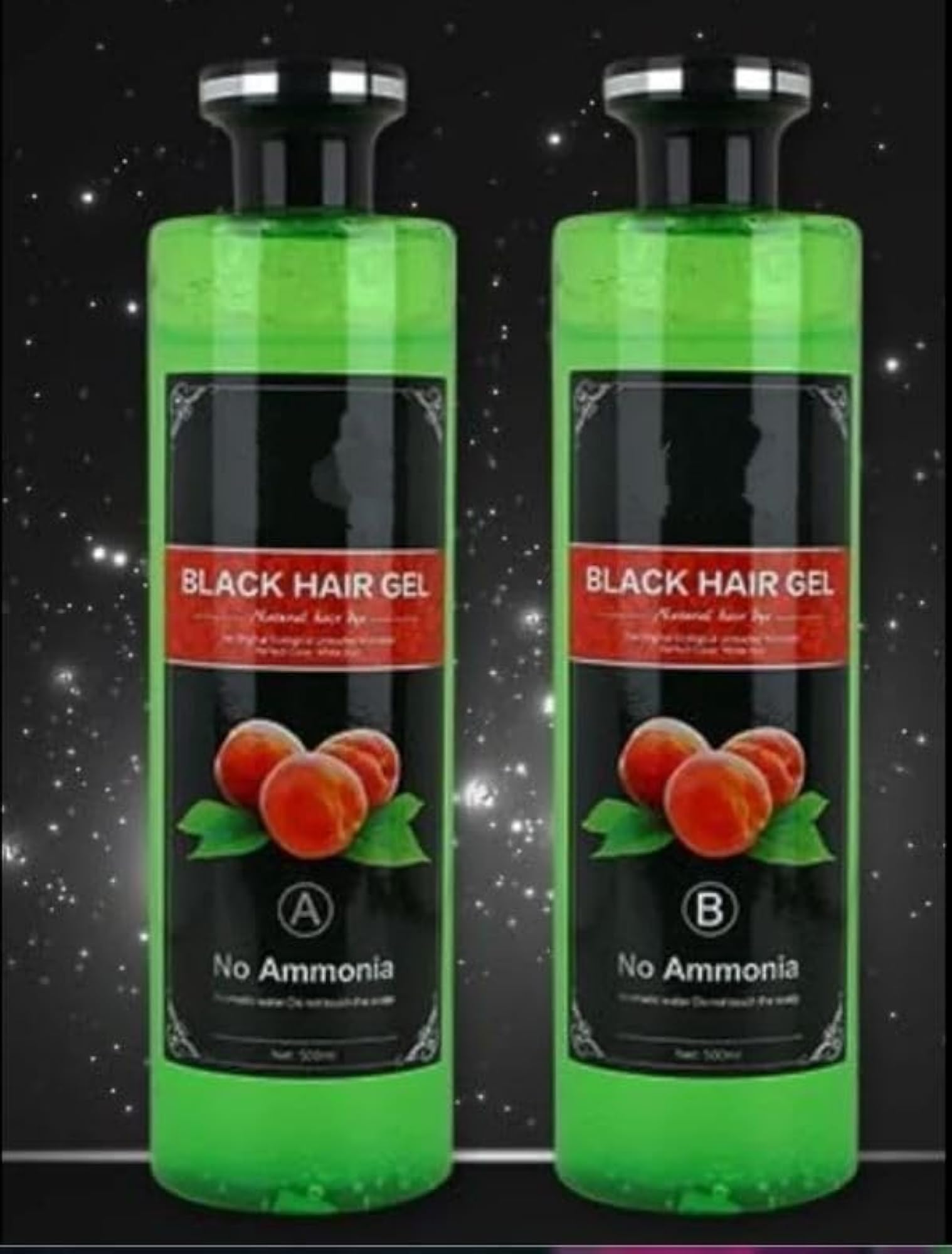 Black Hair Gel for Men & Women, 500ml x 2