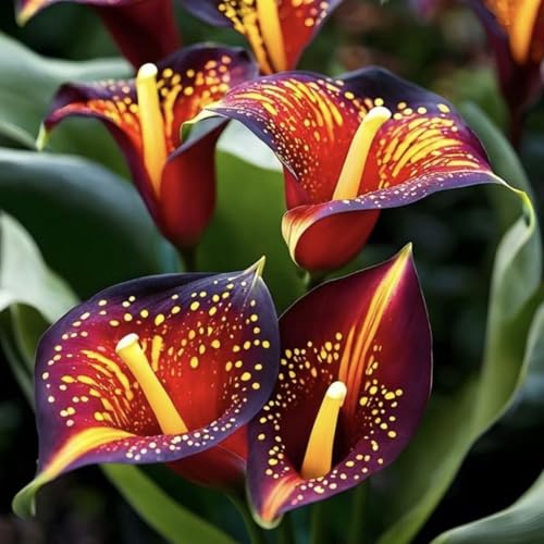 Raro Calla,Piante perenni,Calla pianta vera,resistenti al freddo,Tagliare,Adatto per piante da giardino(non artificiali)-4 bulbi-E