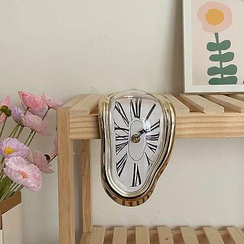 FAREVER Relógio derretido, relógio Salvador Dali derretido para prateleira decorativa de escritório