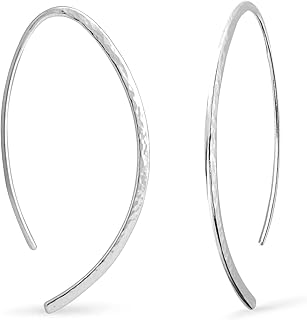 Jewelry Sterling Silver Elliptical Threader Pull Through Hoop Earrings