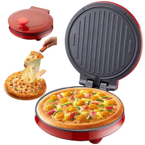 Pizzera de encimera, horno eléctrico para pizza con superficie antiadherente, calefacción de doble cara, sartén eléctrica para pizzas, quesadillas y más