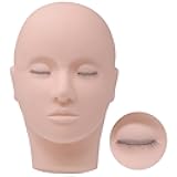 Miuffue Lash Mannequin Head with 3 Lash Layers, Practice Training Manikin for Makeup and Eyelash Extensions, Soft-Touch Silicone Rubber Flat Doll Head