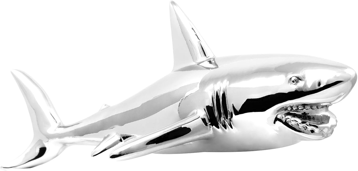 GG Grand General 48183 Chrome Bruce The Great White Shark Hood Ornament with 2-Hole Bolt Mount Pattern