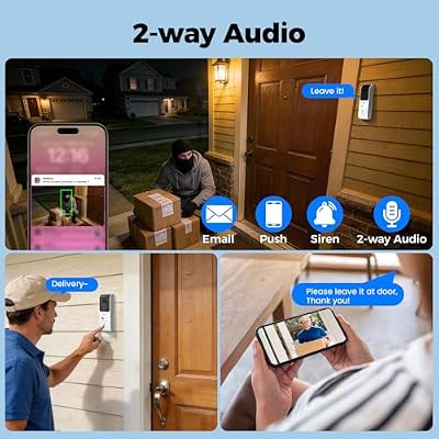 xmartO 2.4G/5G Dual Band Smart Video Doorbell Camera, Home Security Live View, 2-Way Audio, AI/Motion Detection, Instant Alerts, Included Chime, No Monthly Fee, Easy Setup, Works with NVR/Standalone