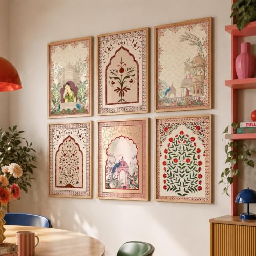 Image of kotart Premium Digital Madhubani Paintings with Frame for Home Decoration - Pichwai Decor Painting for Living Room Bedroom Office Room Decor - Painting for Wall Decoration - Pack of 6 (Art 3)