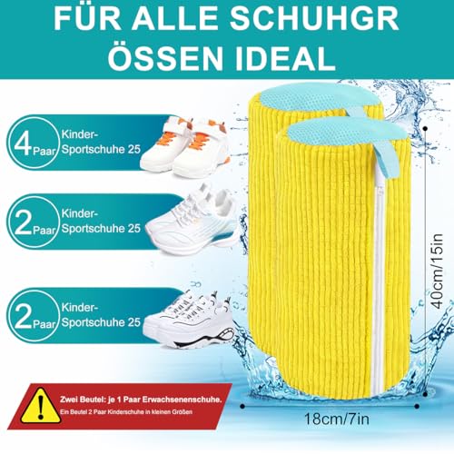 schuhwaschbeutel waschmaschine 2 stiick schuhwaschbeutel waschmaschine - Universell geeignet für Sneaker, Canvas SchuheundandereSchuharten. schuhwaschbeutel Integrierter 360° Reinigungsflaum (gelb)