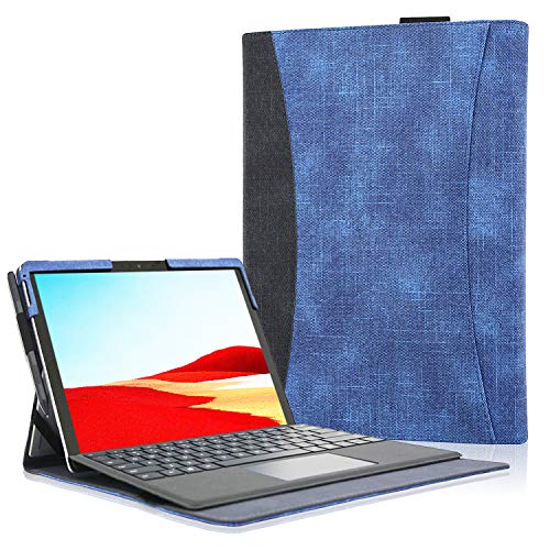 ACdream Microsoft Surface Pro X Case, Multiple Angle Viewing with Pocket Business Cover Case for New Surface Pro X 2019 Release(Fit Type Cover Keyboard/Kickstand), Blue