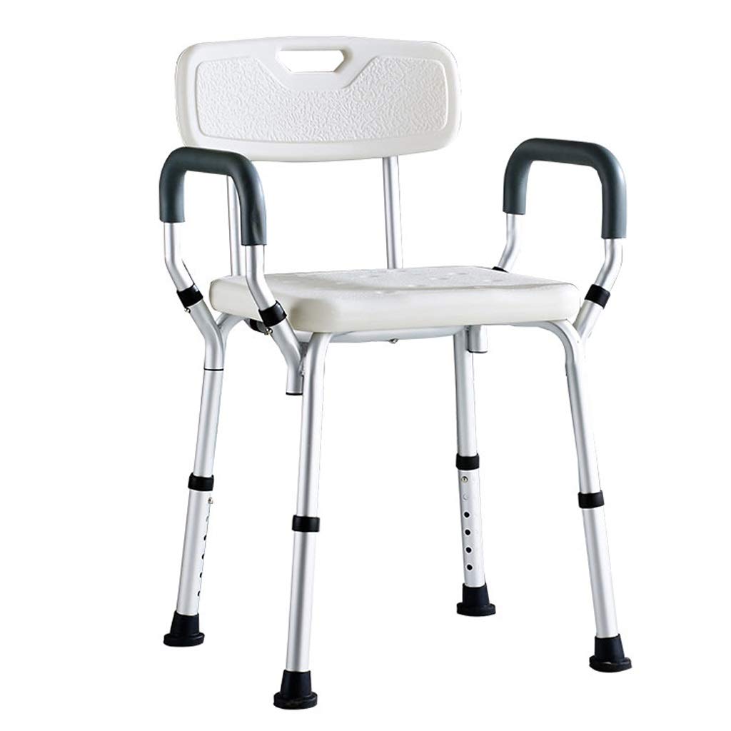 Ducha / Baño heces Asiento de ducha for adultos / ancianos Silla Cuarto de baño / discapacitados con respaldo y el Mango Patas antideslizantes Altura regulable - Baño Bañera banco de heces, Máx.150kg