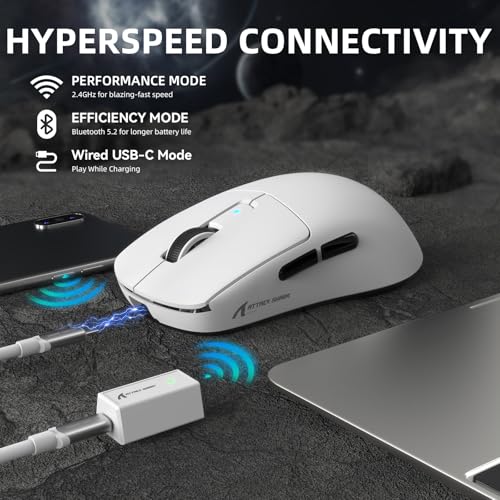Ratón inalámbrico para juegos ATTACK SHARK R6 blanco Go to product viewer dialog for this item. , ideal para PC de alta precisión. 6