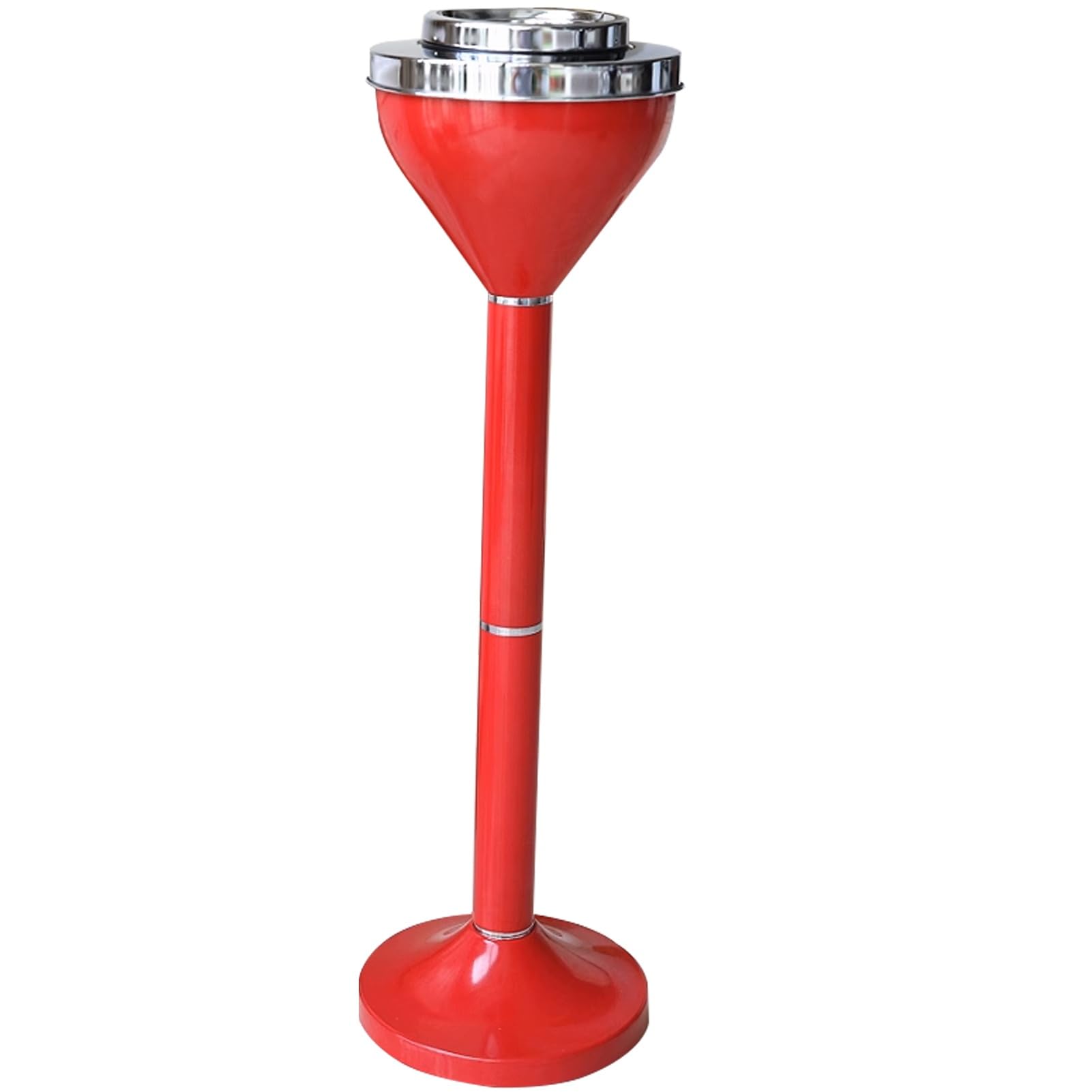 IUokLU Outdoor Standing Ashtray with Lid,Cigarette Butt Disposal Receptacle,Smokers Trash Can for Patio,Office,Living Room（Red-61CM）