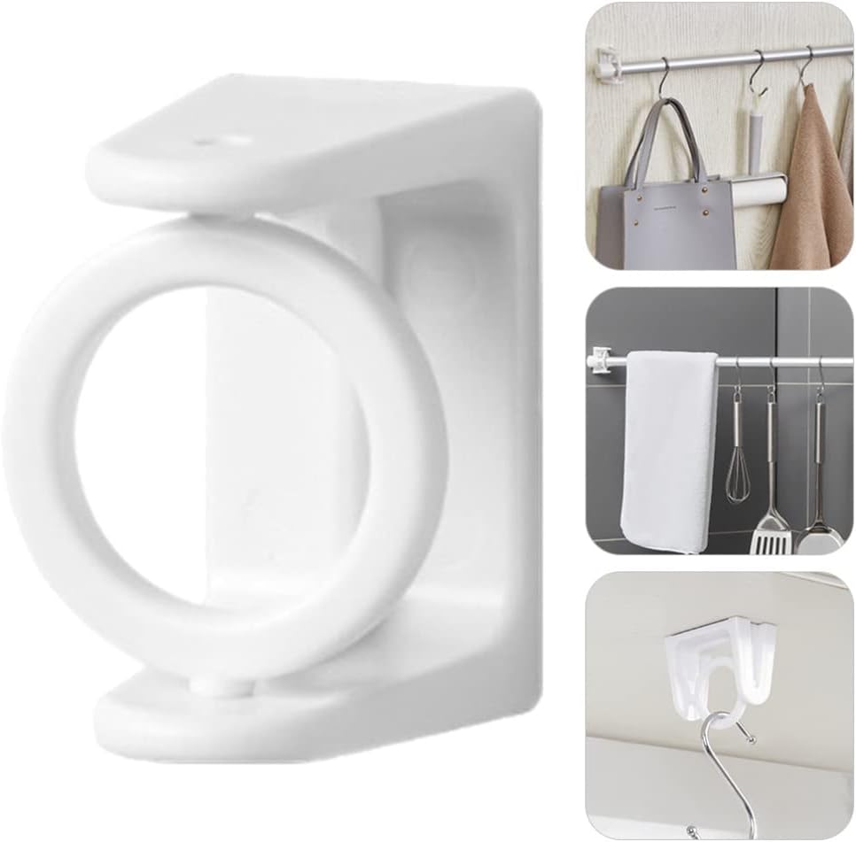 Corner Bracket,,Shelving Brackets, 4pcs Curtain Rod Bracket Holder Curtain Pole Bracket Universal Self- Adhesive Wall Mount Curtain Rod Holder White