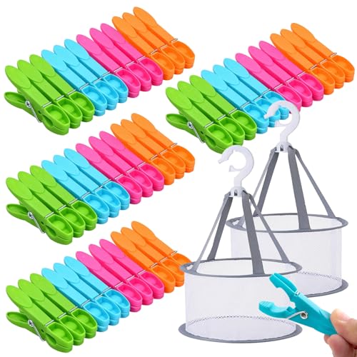 48Pcs Mollette per Bucato Antisegno Mollette Bucato con Cestino per