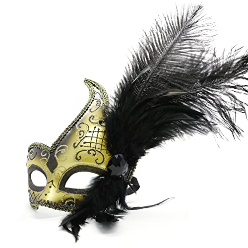 Masquerade Mask Halloween Ball Mask Christmas Costume Party Mask With Feather #TOP4