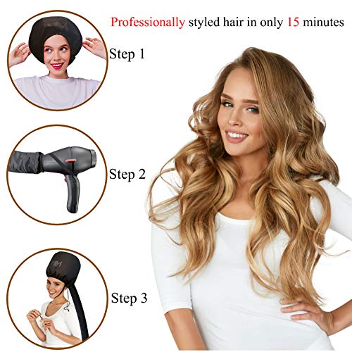 Bonnet Hair Dryer Attachment-W/ 10 Silicone Hair Curlers-Extra Large Adjustable Soft Hooded Hair Dryer Bonnet With Extra Long Hose For Drying,Styling,Curling&Deep Conditioning Fits All Head&Hair Sizes #TOP3