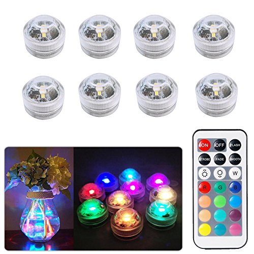 8pcs Unterwasser-LED-Lichter Wasserdichte Unterwasserlichter SMD 3528 RGB Stimmungs-Lichter für Vase, Schüsseln, Aquarium und Parteidekoration IR-Fernsteuerungs Cover