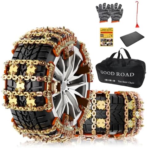 KYX Snow Tire Chains for Car/SUV/Pickup, Adjustable Universal Eme...