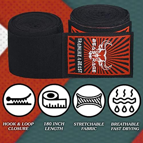 BEAST RAGE Boksowe owijki do rąk ochrona mężczyzn MMA wsparcie wewnętrzne rękawiczki do sztuk walki trening owijanie walka sporty muay thai, pod rękawice 4,5 metra elastyczne bandaże