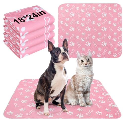 Image of BEAUTYZOO 4 Pack Washable Pee Pads for Dogs, Reusable Puppy Pads for Potty Training, Waterproof Super Absorbent Whelping Pads Mats Non Slip Against Urine for Small Medium Dogs Cats, 18 inch x 24 inch