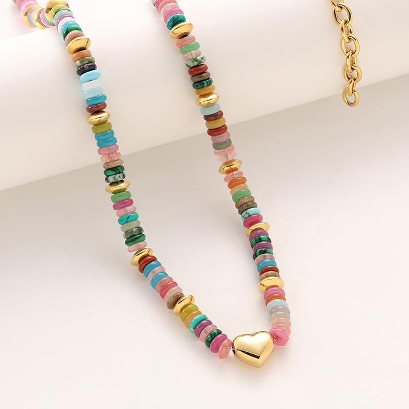 Colorful Beaded Necklaces for Women, 18K Gold Plated Dainty Gold Necklace Boho Necklaces for Women Beaded Choker Beach Jewelry for Gift - Image 5