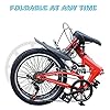 Vélo De Montagne Tout-Terrain De 20 Pouces, Vélo Pliant Léger, Vélo De Vélo Compact De Ville, Voiture D'étudiant De Vélo Pliant Femelle Adulte pour Adultes Hommes Et Femmes,Rouge #2