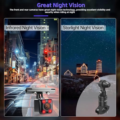 VSYSTO Fahrrad Kamera, WiFi GPS 4 Zoll Bildschirm 1080P Selfie und Hinterkamera Fahrrad Spiegel Dash Kamera, asistierter Fahrmodus, verdrahteter Controller, Temperatur und Kalorienanzeige (F3)