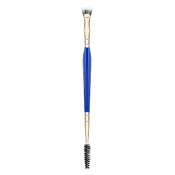Bdellium Tools Professional Makeup Brush - Golden Triangle 728 Double-ended Bent Lash Fan/Spoolie - With All-Vegan Synthetic Fibers, For Achieving Clean, Clump-free Mascara Application Blue, 1pc