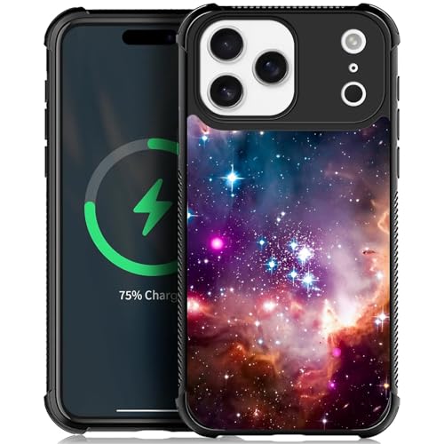 ZHEGAILIAN for iPhone 17 Pro Max Case Compatible with MagSafe,Soft TPU Bumper Reinforced Corners Shockproof Back Cover Case for iPhone 17 Pro Max 6.9 inch for Girls/Women-Colorful Galaxy Nebula