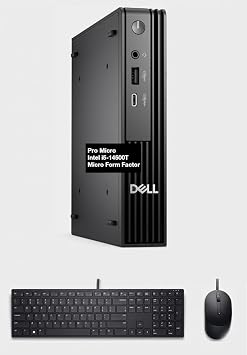 Dell Pro Micro QCM1250 Mini Desktop Next Gen Optiplex 7020 7000 MF Intel i5-14500T, 16GB DDR5, 512GB SSD, Intel UHD 770, RJ-45, 1 Display Port, 1 x HDMI, Wired KB & M, Win 11 Pro