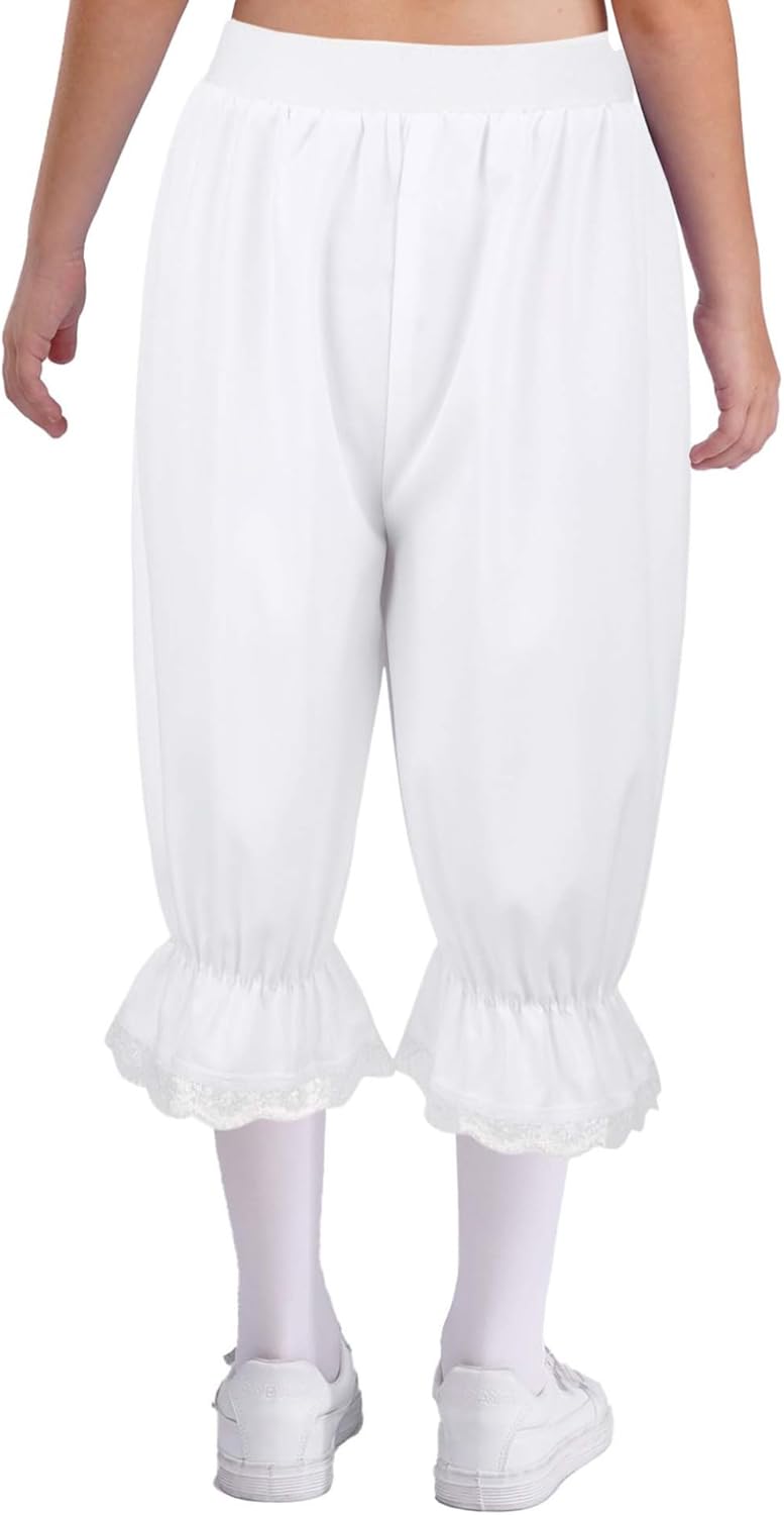 YEAHDOR Kids Girls Elastic Victorian Pantaloons Retro Costumes Loose Lace Trim Bloomers School Dress up - Image 5